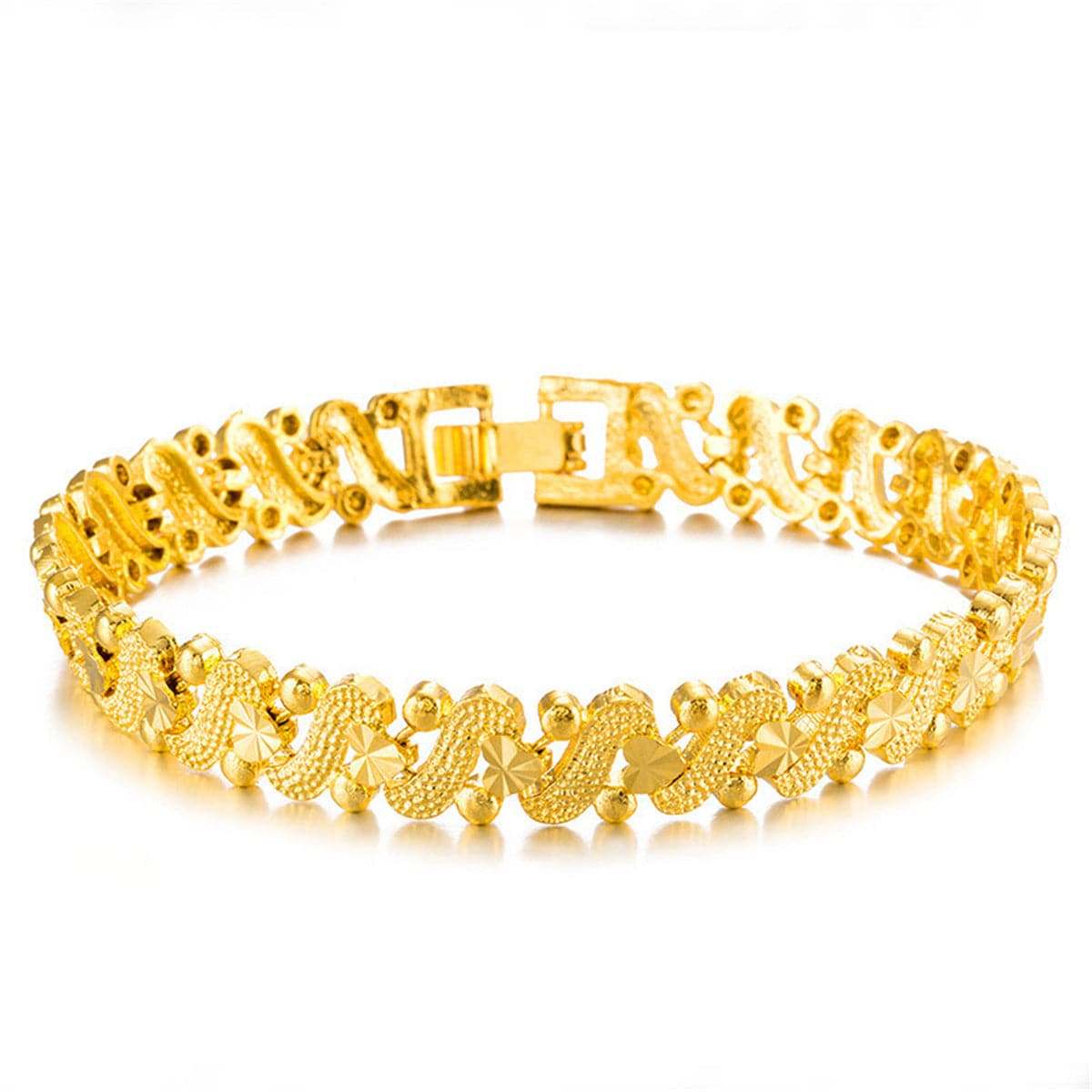 Goldtone Floral Swirl Chain Bracelet