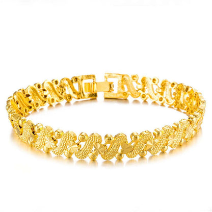 Goldtone Floral Swirl Chain Bracelet