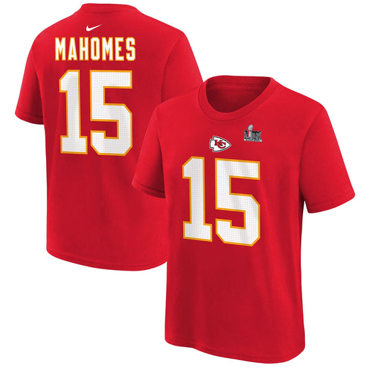 Nike Youth Patrick Mahomes Chiefs Super Bowl Lix Player N & N Tee T-Shirts