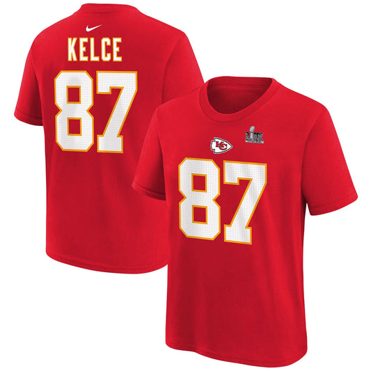Nike Youth Chiefs Super Bowl Lix Player Travis Kelce N&N T-Shirt T-Shirts