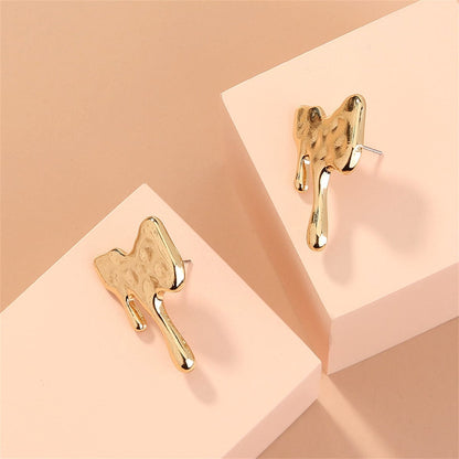 Goldtone Melted Geometric Stud Earrings