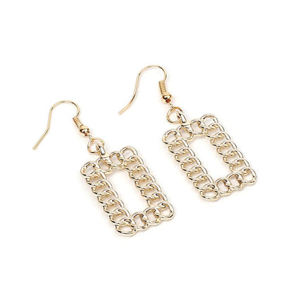 Goldtone Open Figaro Rectangle Drop Earrings