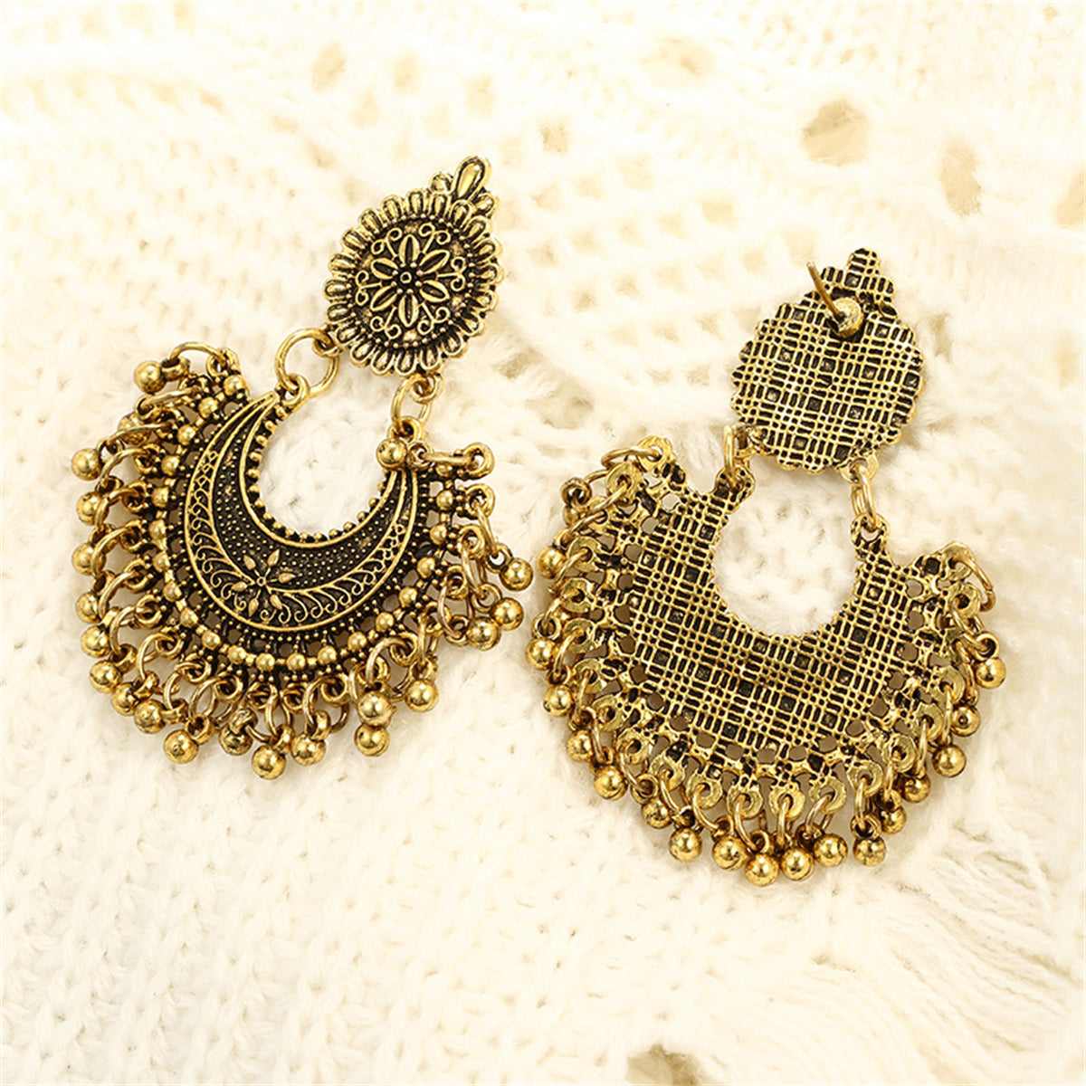 Goldtone Boho Intricate Drop Earrings