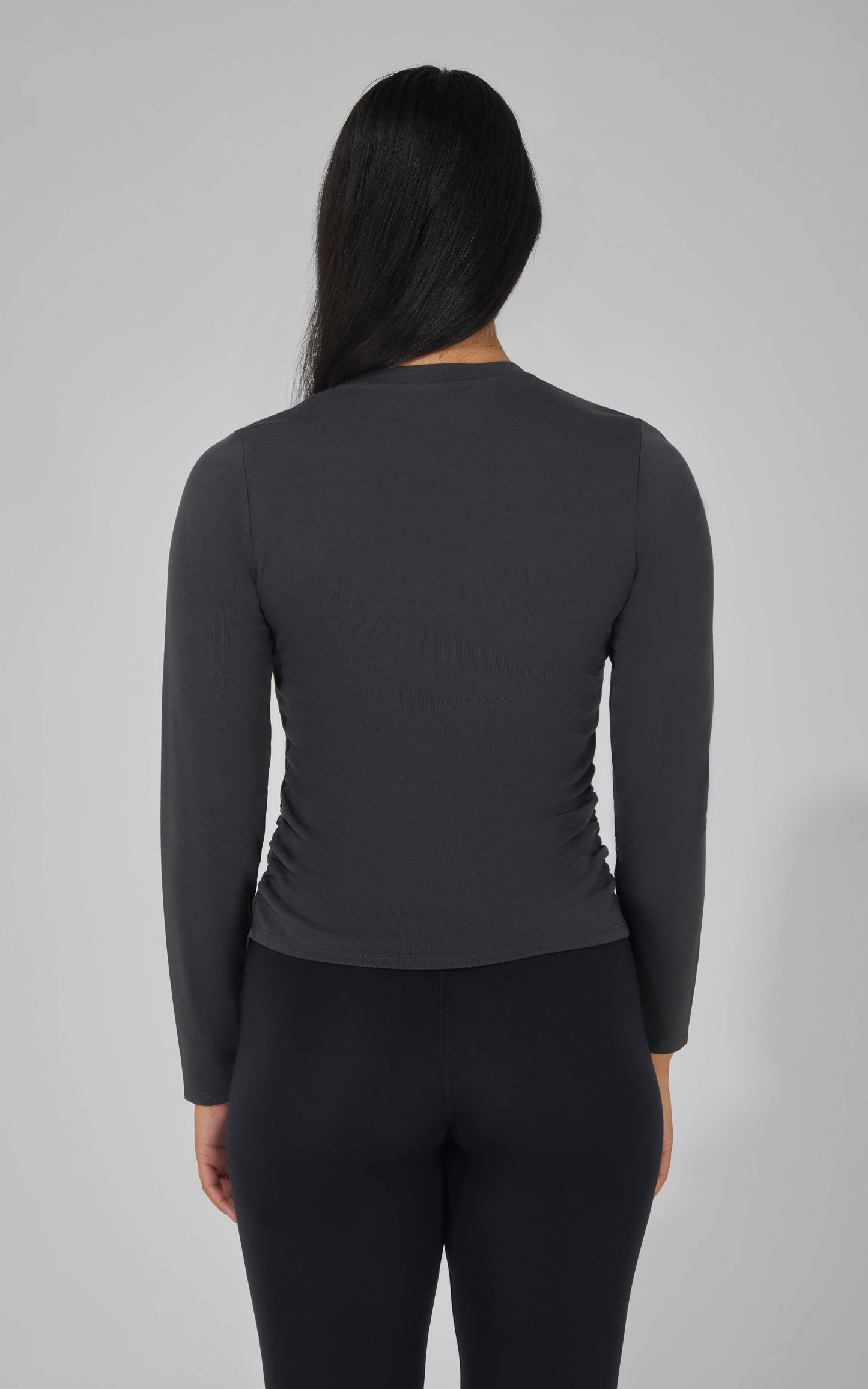 2 PK Side Ruched Long Sleeve Top