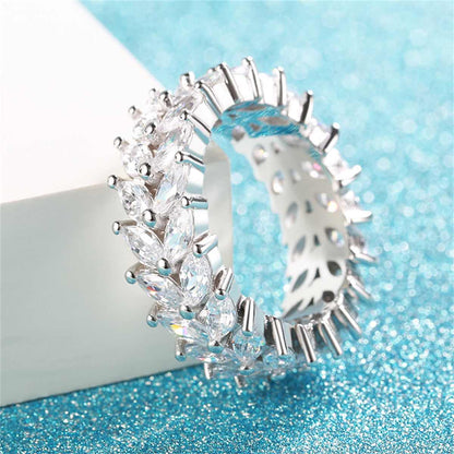 Crystal & Silvertone Marquise-Cut Two Rank Band Ring-2