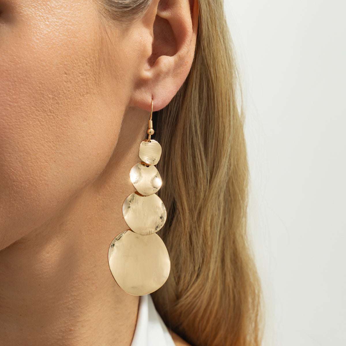 Goldtone Graduated Disc Dangle Earrings