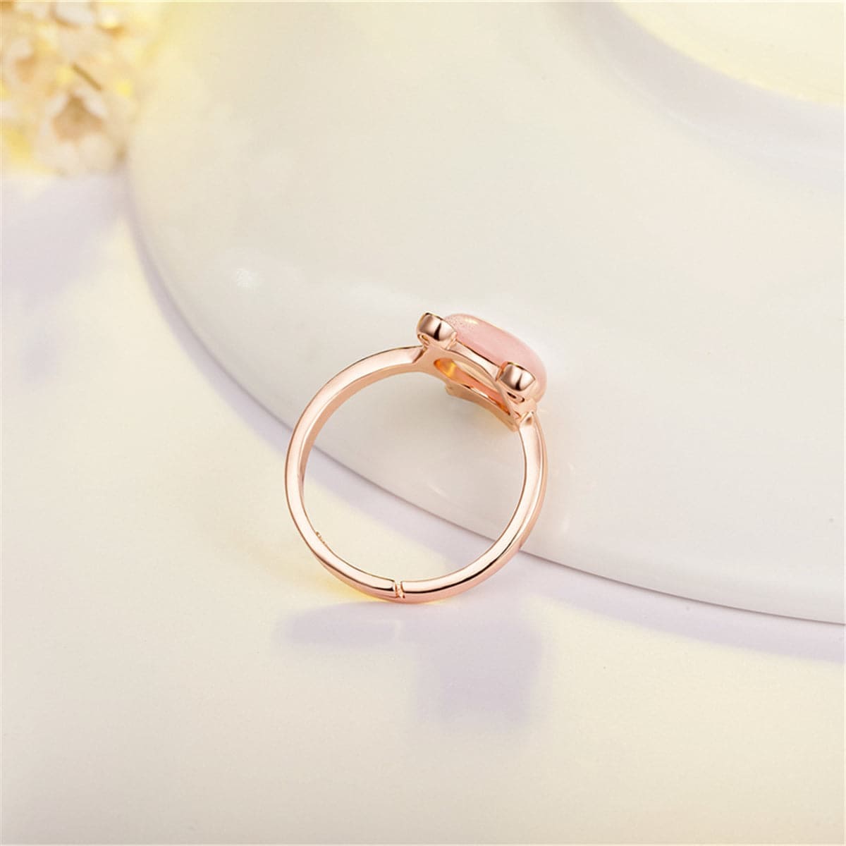 Pink Crystal & Cubic Zirconia Kitty Ring