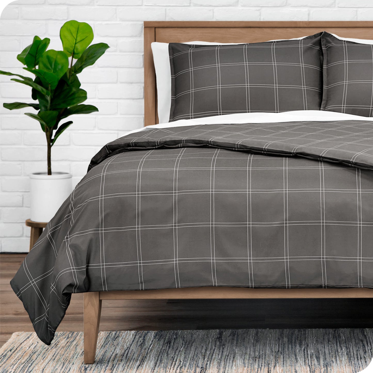 Modern Plaid - Grey/White-