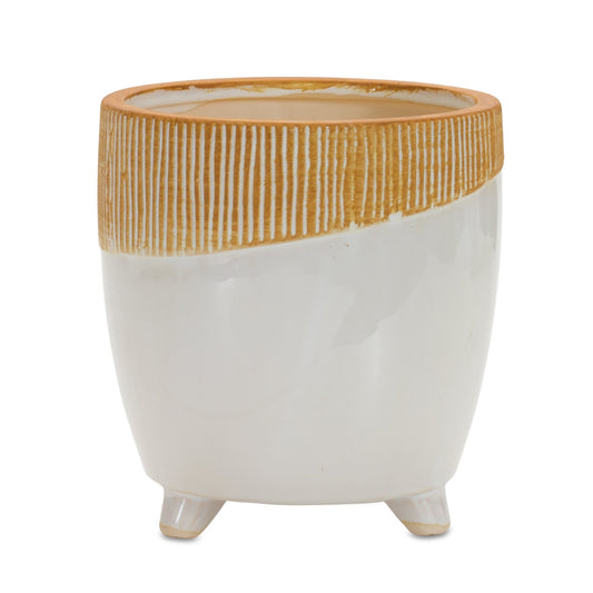 Melrose International Dual Tone Ceramic Planter 7.75"H