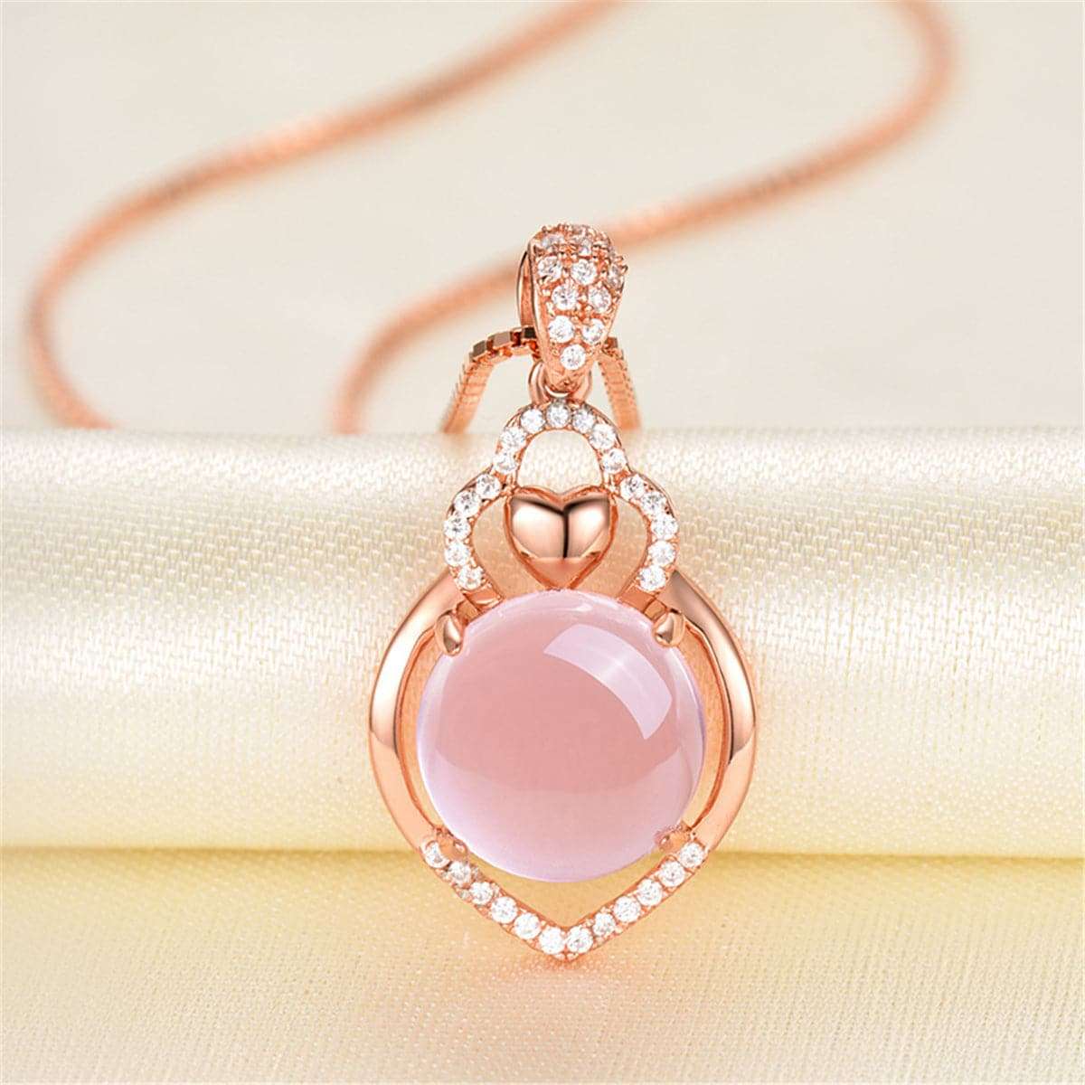 Ross Quartz & Cubic Zirconia Heart Pendant Necklace