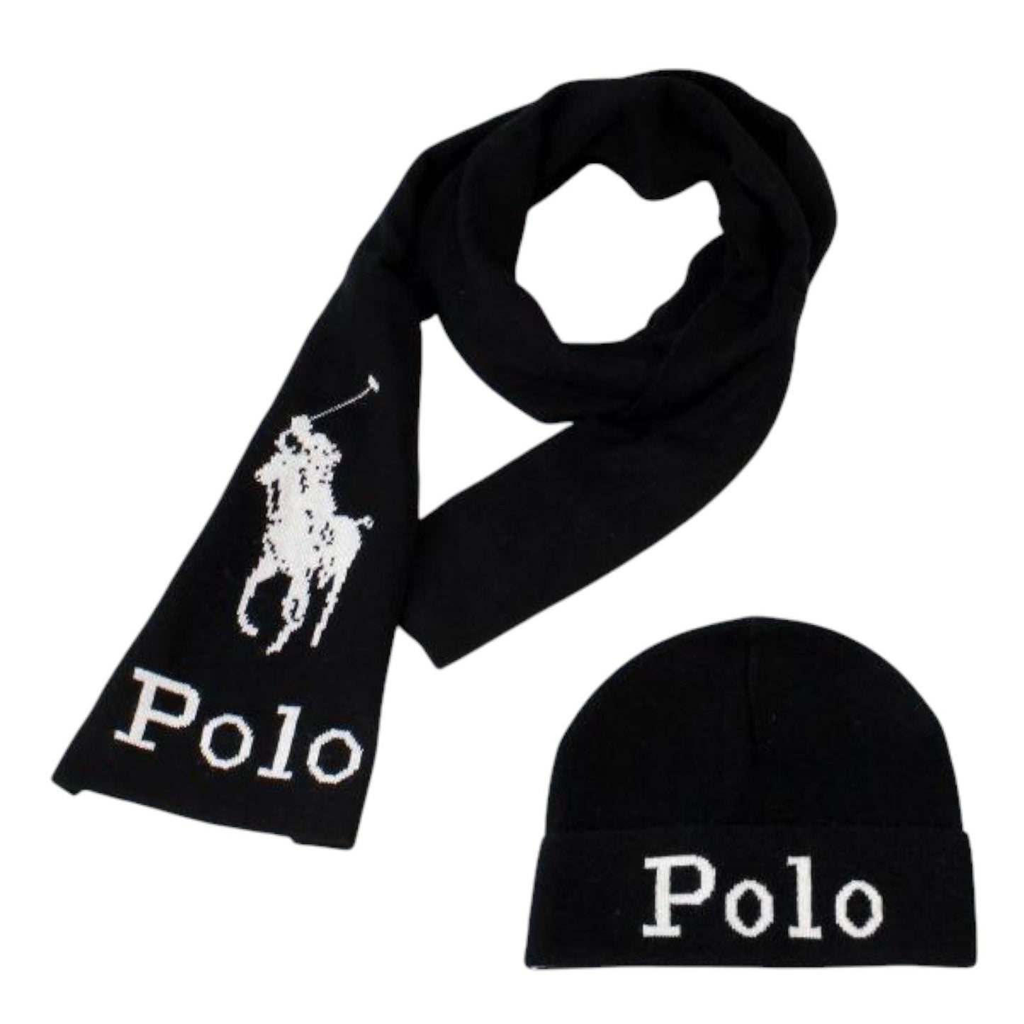 Polo Ralph Lauren Adult Jacquard Stacked Pony Set Scarf & Beanie Hats