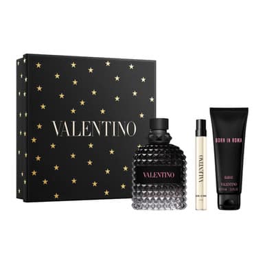 Valentino Uomo Born In Roma 3 Pcs Set For Men: 3.4 Eau De Toilette Spray + 0.33 Eau De Toilette Spray +  2.5 Shower Gel