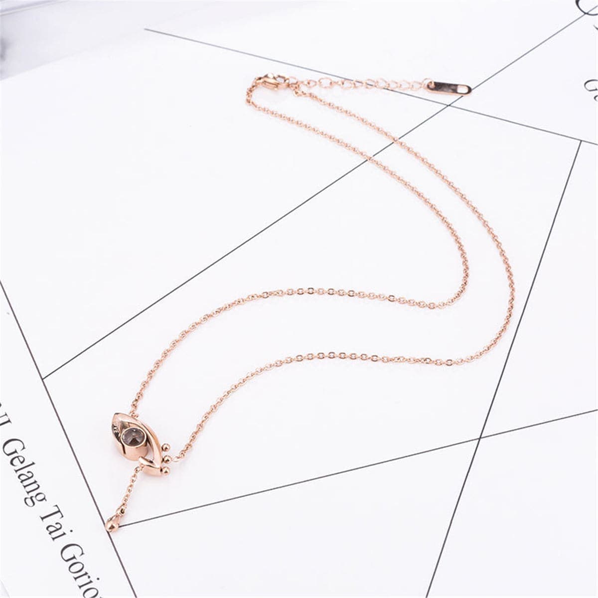Cubic Zirconia & Rose Goldtone Eye & Teardrop Pendant Necklace