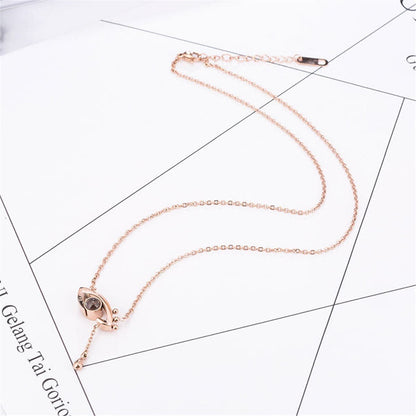 Cubic Zirconia & Rose Goldtone Eye & Teardrop Pendant Necklace
