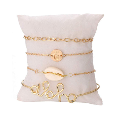 Shell & Goldtone 'Aloha' Bracelet Set