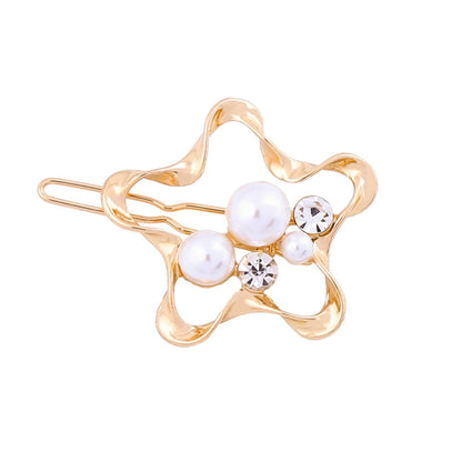 Cubic Zirconia & Pearl Goldtone Four-Piece Hair Clip Set