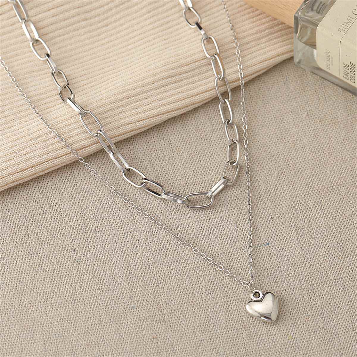 Silvertone Heart Layered Necklace