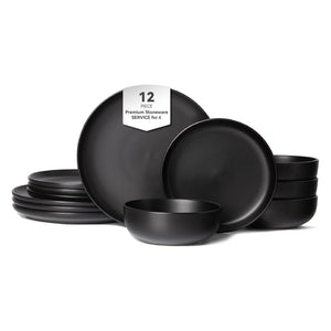 12-Piece 4 Supply Stoneware Plates and Bowls Set