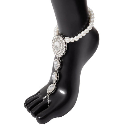 Crystal & Cubic Zirconia Teardrop Ankle-To-Toe Anklet