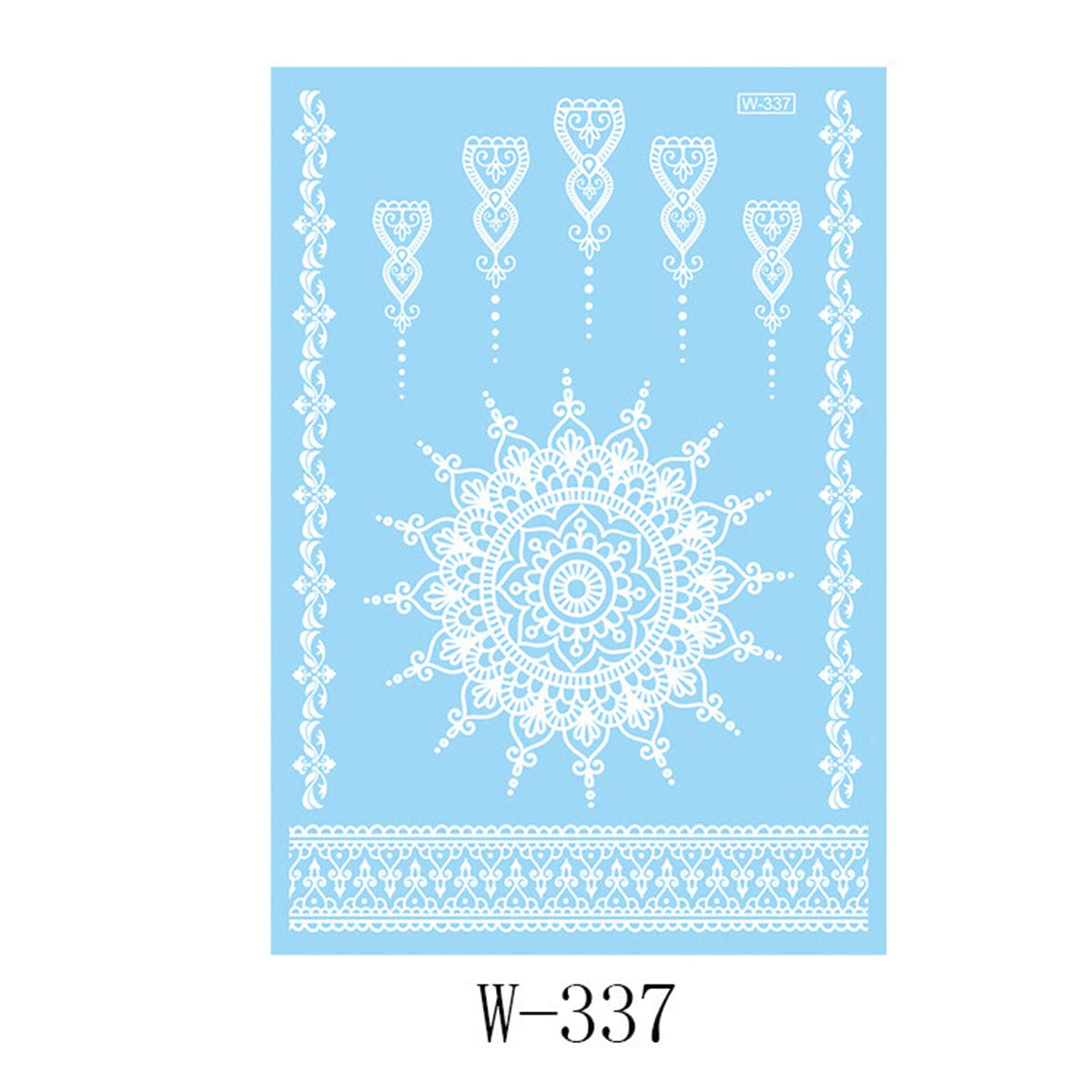 White Flower Lace Temporary Tattoo Sheet - 5 Pcs