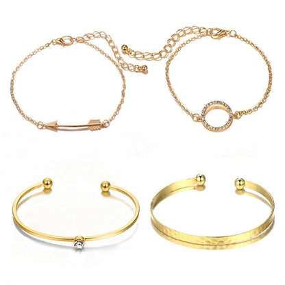 Cubic Zirconia & Goldtone Arrow Cuff & Bracelet Set