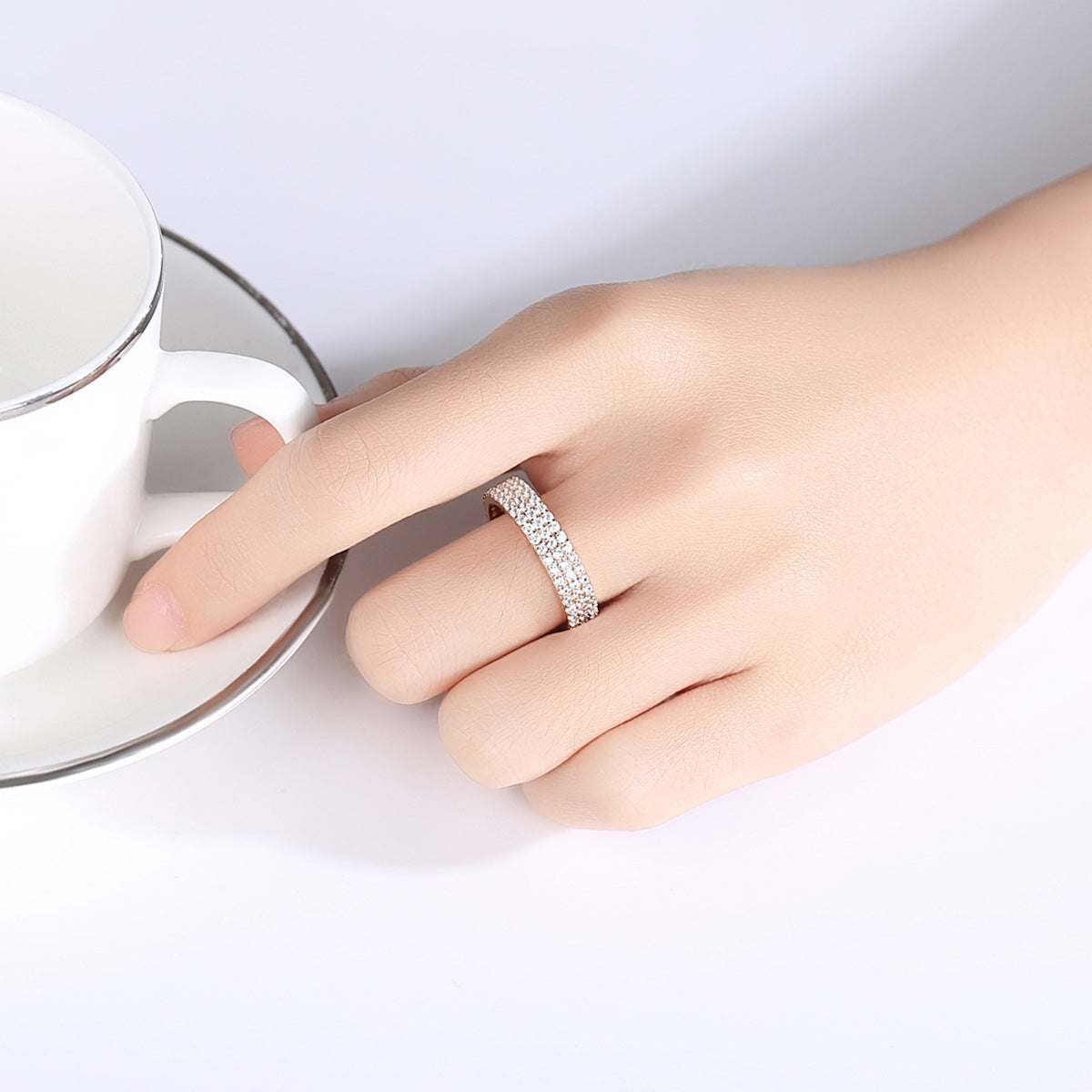 Cubic Zirconia & Goldtone Pavé Band-3