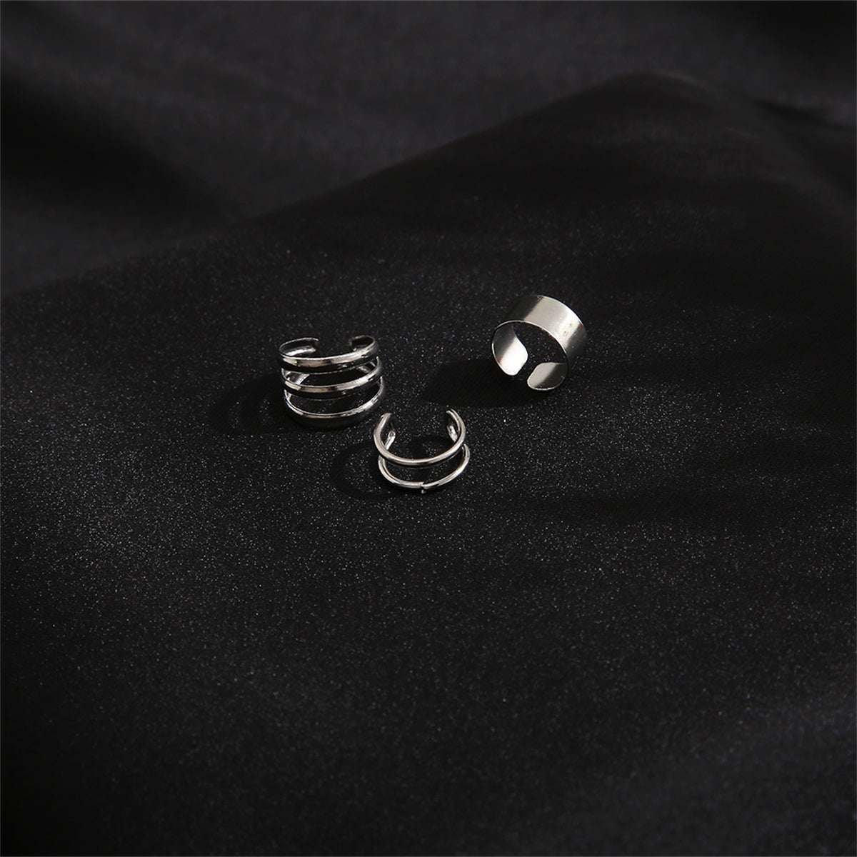 Silvertone Layered Ear Cuffs Set