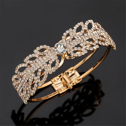 Cubic Zirconia & Goldtone Open Butterfly Bangle
