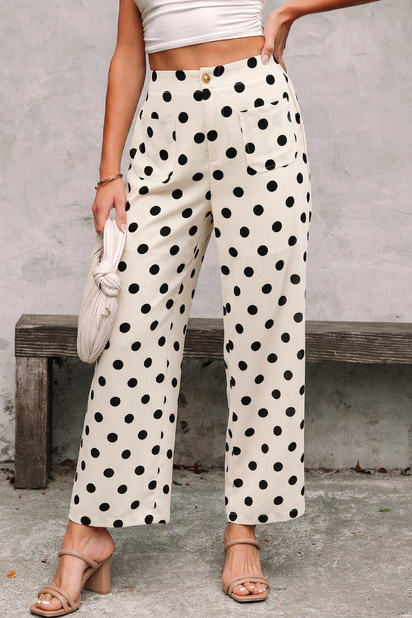 Elsa Patched Loose Pants - White / L - 12/14