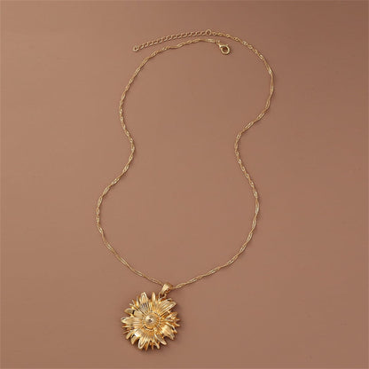 Goldtone Mum Pendant Necklace