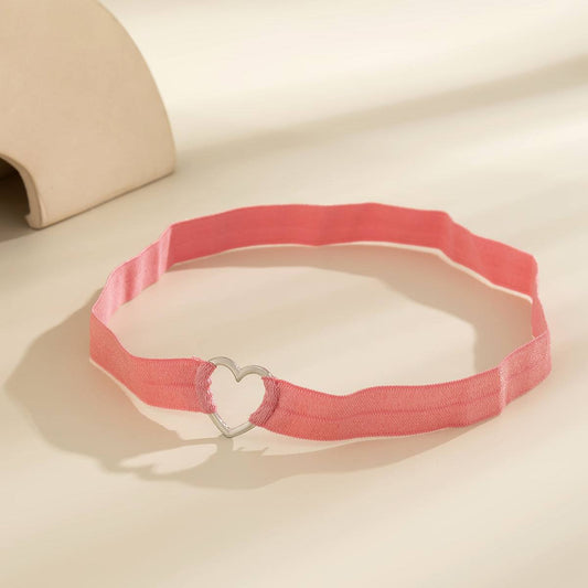 Pink Nylon & Silvertone Heart Garter
