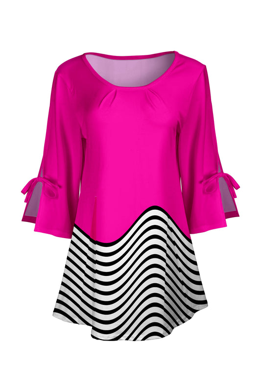 Black & Fuchsia Colorblock Stripe-
