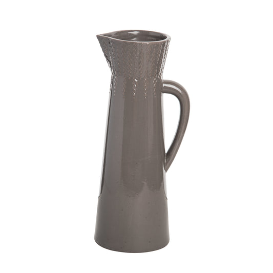 Stoneware 15 in Brown Autumn Dot Texture Common Ground Pitcher for Fall Harvest Beverage Serving