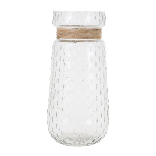 Melrose International Texture Glass Vase with Jute Accent (Set of 2)