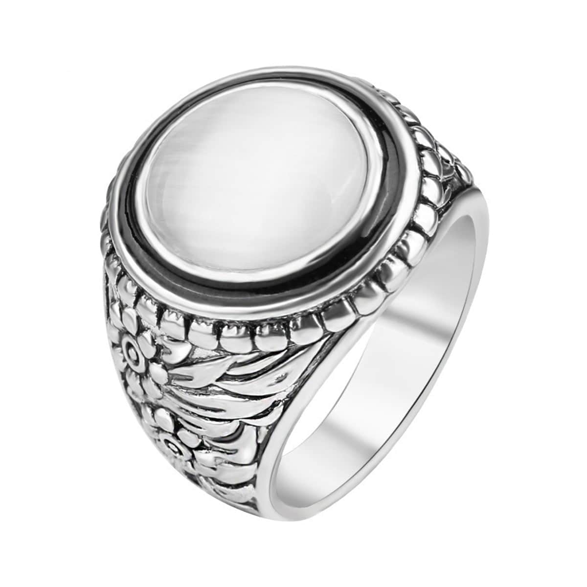 Round Cats Eye Band Ring-3