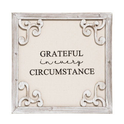 18 in Brown Harvest Framed Gratitude Decor Wall Sign for Fall and Thanksgiving