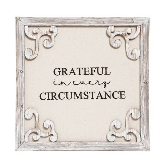 18 in Brown Harvest Framed Gratitude Decor Wall Sign for Fall and Thanksgiving