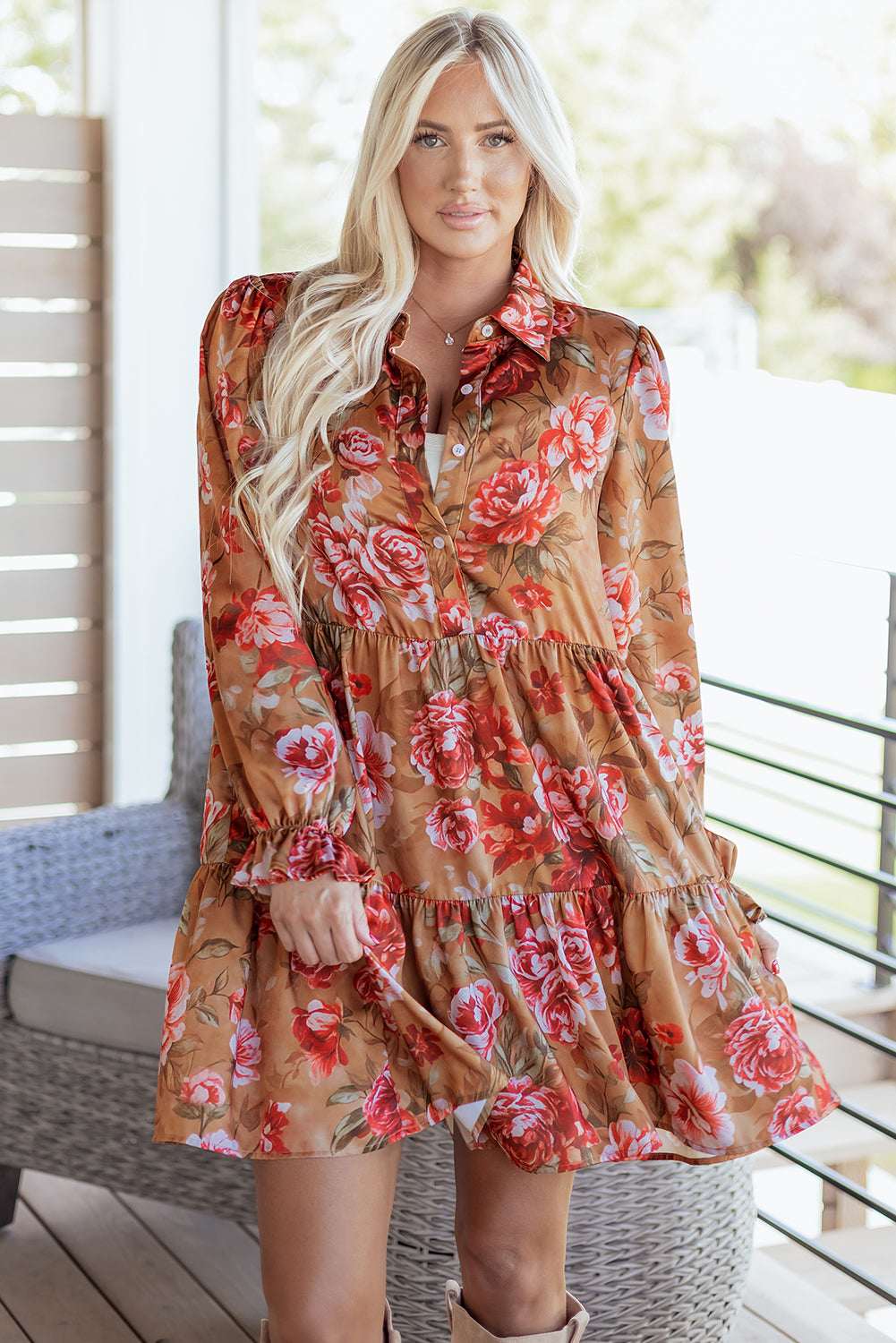 Maddie Ruffle Mini Dress Long Sleeve Top