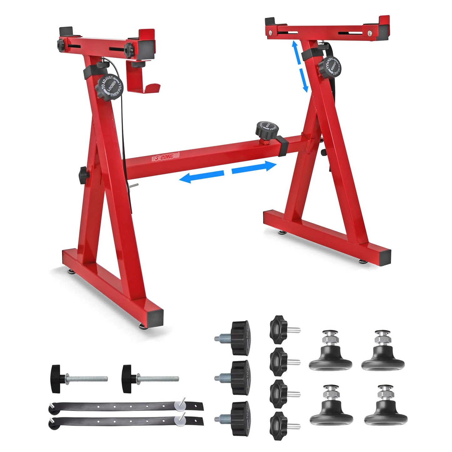 5 Core Keyboard Stand Riser Z Style Height Width Adjustable Portable Heavy Duty Music Stands Holder for Kids and Adults Fits 54 to 88 Key Electric Pianos - KS Z1 RED HD - Red