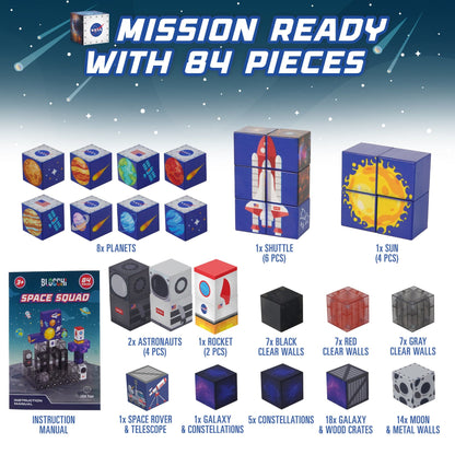 Blue, gray, red maganatic blocks-