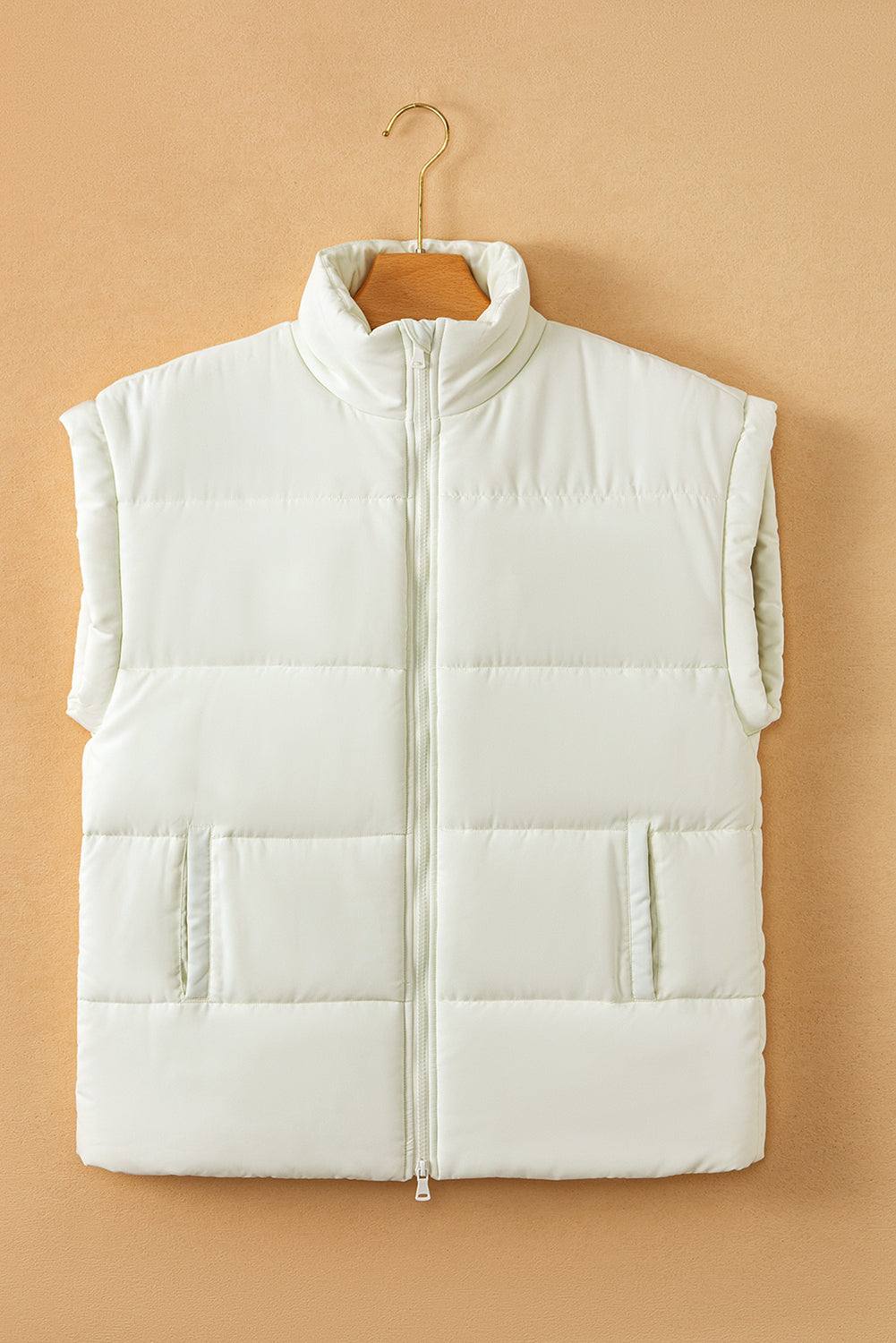 Isabella Stand Oversized Puffer Vest - Beige / 2XL - 20/22
