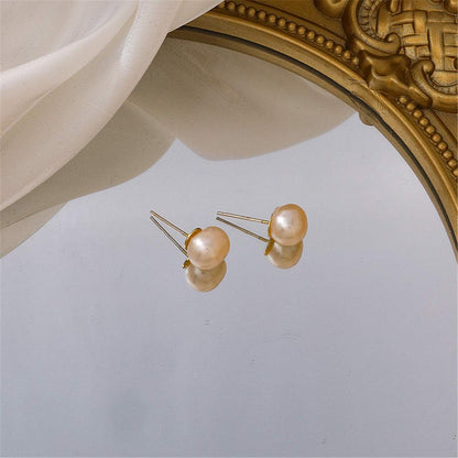 Pearl & Goldtone Stud Earrings-3