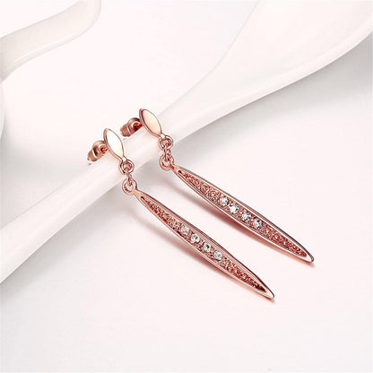Cubic Zirconia & Rose Goldtone Drop Earrings