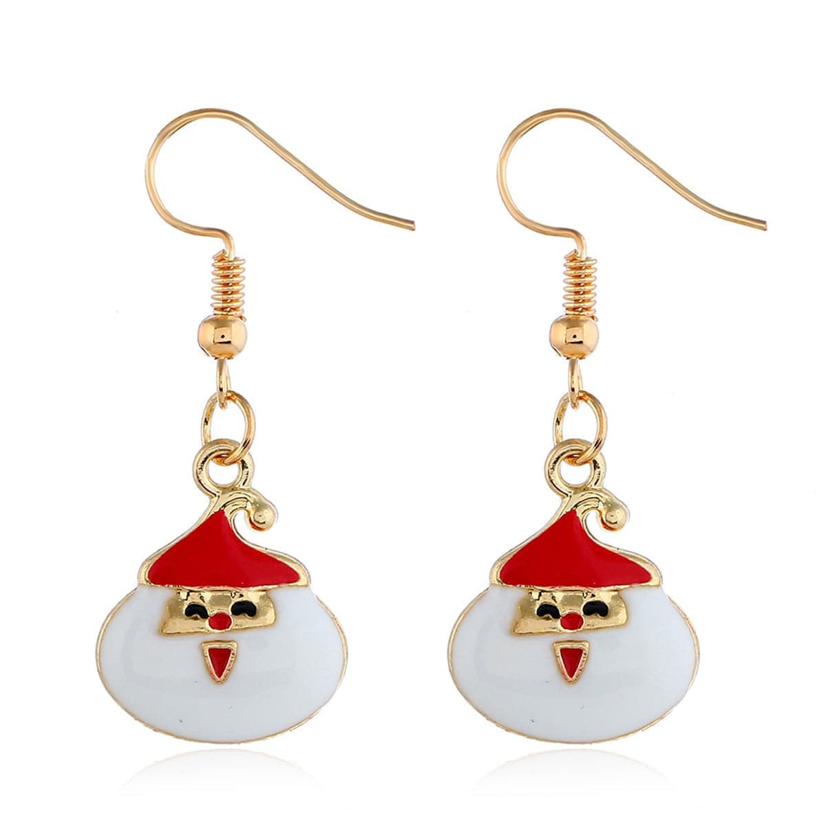 White & Goldtone Santa Claus Drop Earrings
