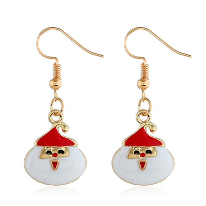 White & Goldtone Santa Claus Drop Earrings