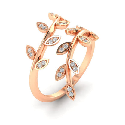 Cubic Zirconia & Rose Goldtone Vine Bypass Ring