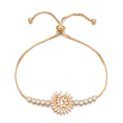 Cubic Zirconia & Crystal Goldtone Feather Adjustable Bracelet