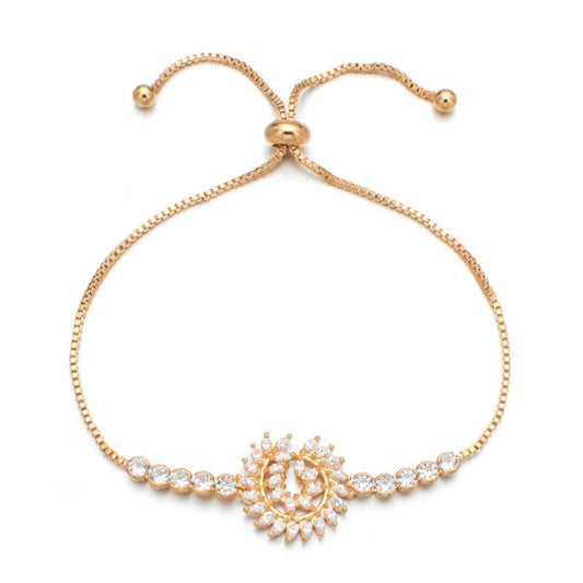 Cubic Zirconia & Crystal Goldtone Feather Adjustable Bracelet
