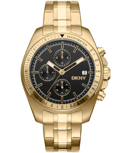 Dkny Men Watch, Gold Color Case, Black Dial, Gold Color Metal Bracelet, Chronograph, 10 Atm-3