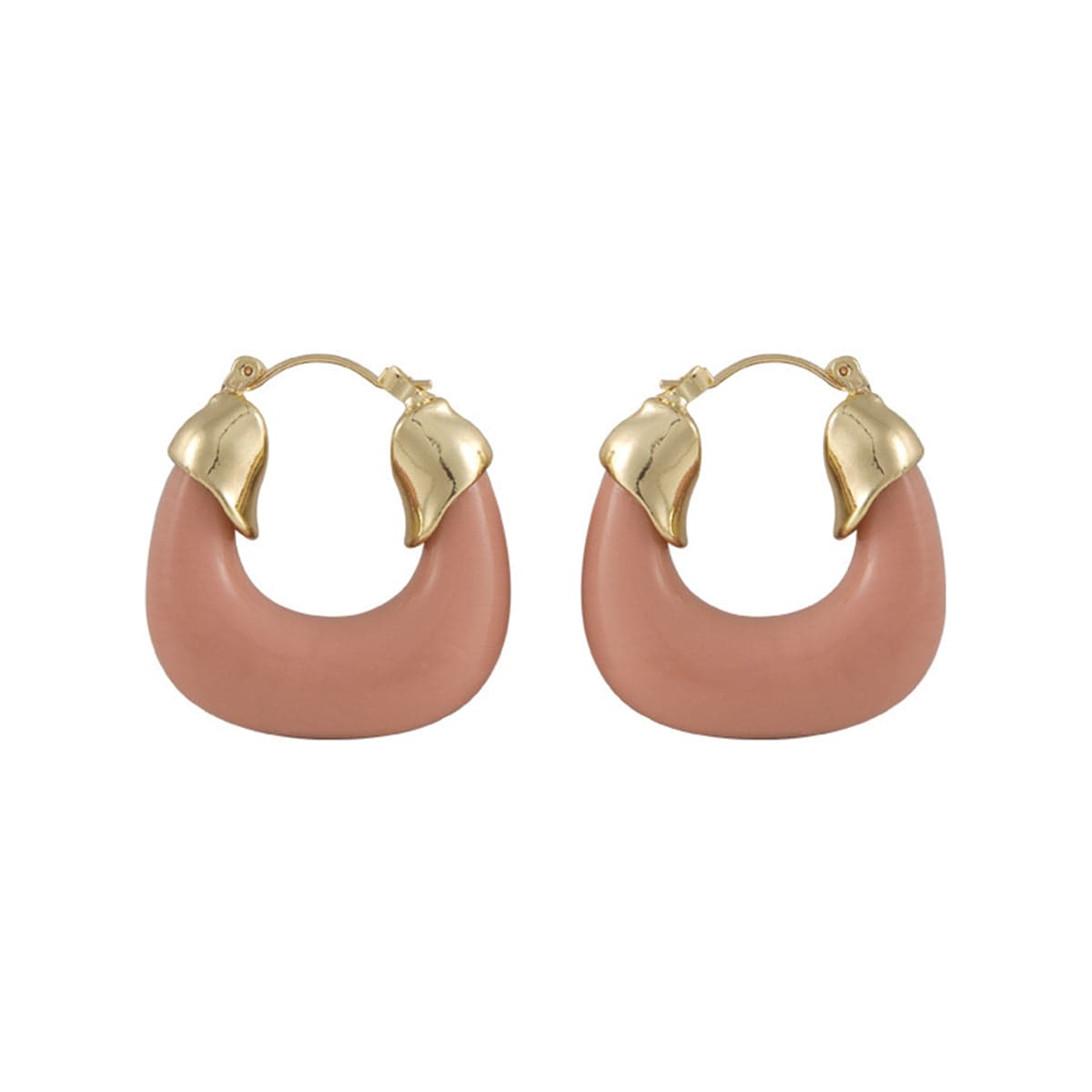 Pink Resin & Goldtone U-Stud Earrings